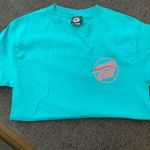 Santa Cruz Skateboards Blue and Pink Short Sleeve Tee